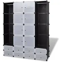 The Living Store Modulaire Kast - Kunststof - 37x146x180.5cm - Zwart en Wit