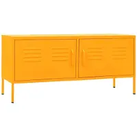 The Living Store Televisiemeubel TV-standaard - 105 x 35 x 50 cm - Staal - Mosterdgeel
