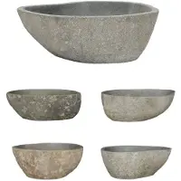 The Living Store De Living Store wastafel, riviersteen, ovaal, 37-46 cm