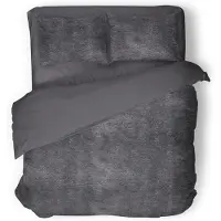 Eleganzzz Dekbedovertrek Flanel Fleece - dark grey 240x200/220cm