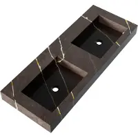 Brauer Coral Dubbele Wastafel 120x46cm Artificial Marble - Zonder Kraangat - Copper Brown - 8720724503879 - Rechthoekig - Wastafels, Meubelwastafels