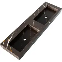 Brauer Coral Dubbele Wastafel 160x46cm Artificial Marble - Zonder Kraangat - Copper Brown - 8720724503916 - Rechthoekig - Wastafels, Meubelwastafels