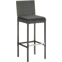 The Living Store Barkrukken Poly Rattan - 40 x 44 x 108 cm - Grijs - Antraciet - Weerbestendig - Montage vereist - 2