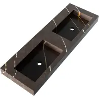 Brauer Coral Dubbele Wastafel 140x46cm Artificial Marble - Zonder Kraangat - Copper Brown - 8720724503893 - Rechthoekig - Wastafels, Meubelwastafels