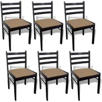 The Living Store De Living Store eettafelsstoelen, 6 stuks, bruin, massief hout en fluweel
