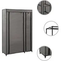 The Living Store Opvouwbare Klerenkast - Grijs - 110x45x175cm - Ruimtebesparend