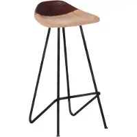 The Living Store Barkrukken - Industrieel - Krukken - 45x39x83cm - Echt geitenleer - gepoedercoat ijzer - Bruin