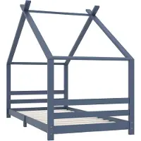 The Living Store Boomhut Bedframe - Grijs 206x98x155 cm - Geschikt voor 90x200 cm matras - Houten bedframe van massief