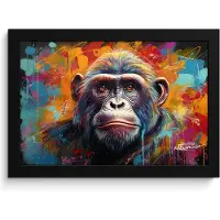 PosterMonkey Fotolijst incl. Poster - Aap - Gorilla - Graffiti - Dieren - Kleuren - 30x20 cm - Posterlijst
