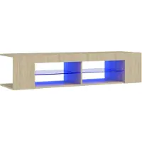 The Living Store TV-meubel - LED verlichting - Sonoma eiken - 135x39x30 cm - USB-aansluiting