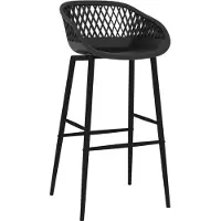 The Living Store Barstoelen - set van 4 - PP en metaal - 48 x 47.5 x 95.5 cm (B x D x H) - Zwart