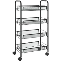 The Living Store Trolley - Huishoudelijk - 46 x 26 x 85 cm - Zwart - ijzeren constructie