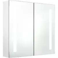 The Living Store Wandspiegelkast - LED-verlichting - 62 x 14 x 60 cm - MDF - Glanzend wit