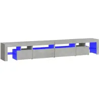 The Living Store TV-meubel - LED-verlichting - Kleur- betongrijs - Materiaal- bewerkt hout - Afmetingen- 260 x 36.5 x