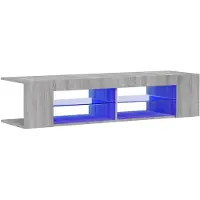 The Living Store TV-meubel - LED-verlichting - Grijs sonoma eiken - 135 x 39 x 30 cm