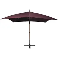 The Living Store Zweefparasol Bordeauxrood 300x300 cm - UV-bestendig - Massief vurenhout en bamboe - Waterdicht -