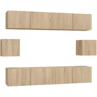 The Living Store televisiemeubelset - Sonoma eiken - 4x 80x30x30cm - 2x 30.5x30x30cm