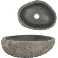 The Living Store De Living Store wastafel, riviersteen, ovaal, 29-38 cm