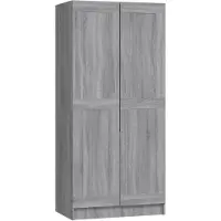 The Living Store De Living Store garderobekast, grijs Sonoma, 82,5 x 51,5 x 180 cm, gemaakt van houtvezel