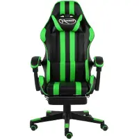 The Living Store De Living Store gaming stoel met voetsteun, zwart en groen, kunstleer