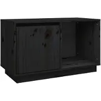 The Living Store Televisiemeubel Zwart - 74 x 35 x 44 cm - Massief Grenenhout