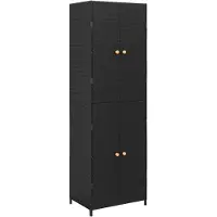The Living Store Tuinkast - Tuinkast - 59x40x180cm - Zwart - PE-rattan - gepoedercoat staal en massief acaciahout