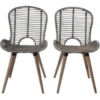 The Living Store : Eetkamerstoelen, 2 stuks, bruin, natuurlijk riet