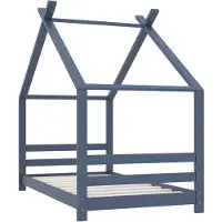 The Living Store Houten bedframe - Boomhut-stijl - 80 x 160 cm - Grijs - Stevig en duurzaam