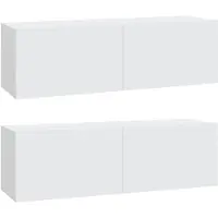 The Living Store TV-meubel - wandgemonteerd - bewerkt hout - wit - 100 x 30 x 30 cm