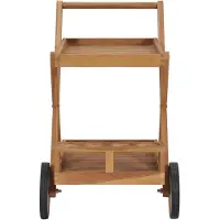 The Living Store Theewagen - Teakhout - 54 x 82 x 83 cm - Inclusief wijnglashouder