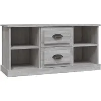 The Living Store TV-meubel Eikenhout - Grijs Sonoma - 99.5 x 35.5 x 48 cm - Trendy design - Voldoende opbergruimte