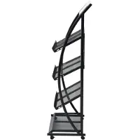 The Living Store Tijdschriftenrek Stalen Frame MDF 47x40x134cm - 4 planken zwenkwielen