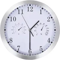 The Living Store Wandklok met quartz-mechanisme hygrometer thermometer 30 cm wit - Klok