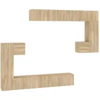 The Living Store TV meubel Sonoma eiken - Set van 2 (S) - 2 (M) en 4 (L) - Bewerkt hout - Afmetingen- 30.5 x 30 x 30