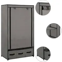 The Living Store Kledingkast 87x49x159 cm stof grijs - Kast