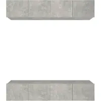 The Living Store TV-meubelset - Betongrijs - 80 x 30 x 30 cm - Wandgemonteerd - Bewerkt hout