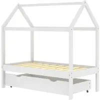 The Living Store Living Store kinderbed met lade, wit, massief grenenhout, 70x140 cm