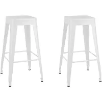 The Living Store Barkrukken - Set van 2 - Industrieel - Wit - 43 x 43 x 77 cm - Metaal