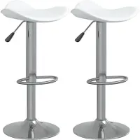 The Living Store Barkruk Ilona - Barstoel - Wit - Kunstleer - 44x44x(60-81) cm - Verchroomd staal - Set van 2