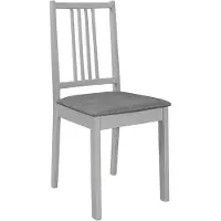 The Living Store De Living Store eettafelsstoelen met kussens, 4 stuks, grijs, massief hout
