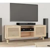 The Living Store vidaXL Bruine Tv Kast - Tv Kast - Tv-meubel 105x30x40 cm massief grenenhout en rattan bruin - Vintage Tv Kast - Salon Meubilair - Grenoble Houtsoort