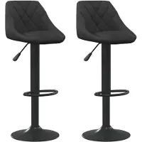 The Living Store Barkruk Set - Fluweel - Zwart - 46x44x(82-103) cm - Draaibaar - Gasveer