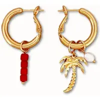 ByNouck Jewelry - Oorbellen Set Red Palm Pearl - Sieraden - Dames Oorbellen - Verguld - Rood - Parel - Oorbellen