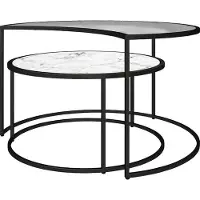 DOMUS Salontafel Moon met bovenste tafelblad van geribbeld glas, hoogte 45 cm (2 stuks)
