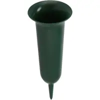 DK Design Grafvaas kunststof - groen - H42 cm - grafdecoratie - bloemenvaas voor herdenkingsplaats/kerkhof - Vazen
