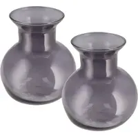 DK Design Bloemenvaas Mira - 2x - bol vaas - smoke glas - D16 x H17 cm - Vazen