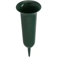 DK Design Grafvaas kunststof - groen - H32 cm - grafdecoratie - bloemenvaas voor herdenkingsplaats/kerkhof - Vazen