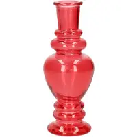 Ideas 4 Seasons Bloemenvaas Venice - voor kleine stelen/boeketten - gekleurd sierglas - helder koraal rood - D5.7 x H15