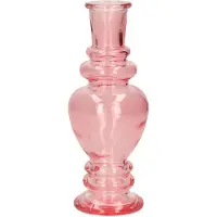 Ideas 4 Seasons Bloemenvaas Venice - voor kleine stelen/boeketten - gekleurd sierglas - helder roze - D5.7 x H15 cm - Va