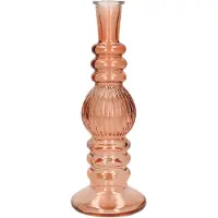 Ideas 4 Seasons Bloemenvaas Florence - zacht oranje glas - ribbel - D8,5 x H23 cm - Vazen